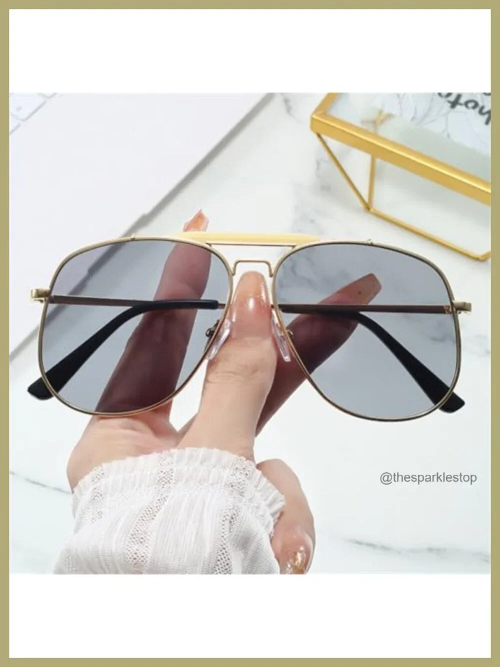 Oversized Pilot Square Sunglasses Vintage 70s Unisex